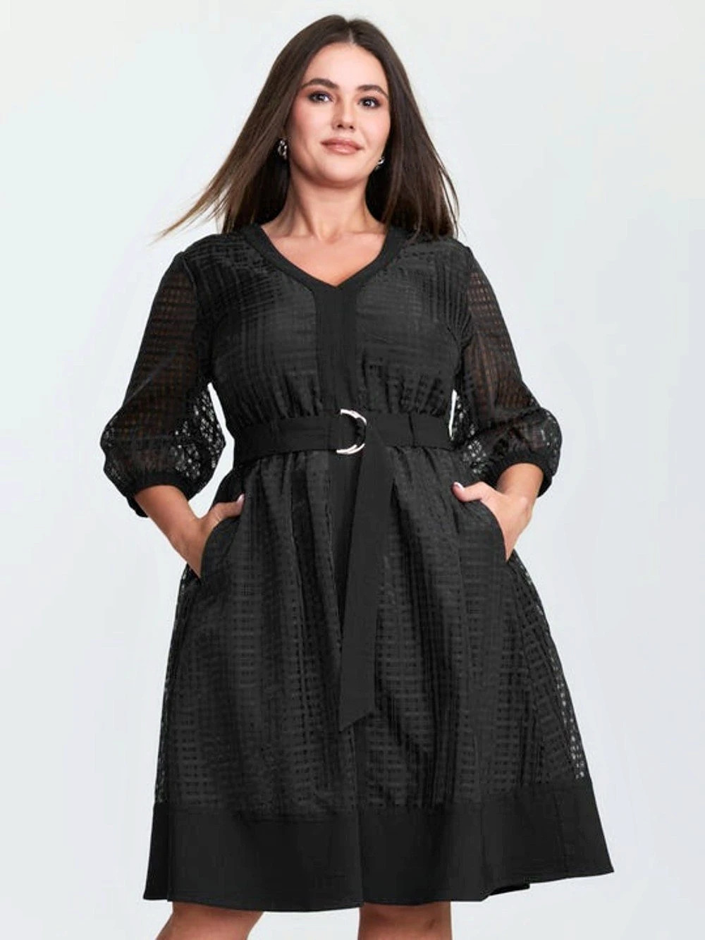 Grid Print Buckle Belt Contrast Mini Skirt